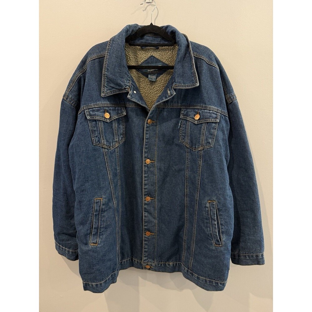 VTG Denim Jacket Rock Canyon Sherpa Jean Trucker Cowboy Utility Sz 3x Mens - Picture 10 of 13